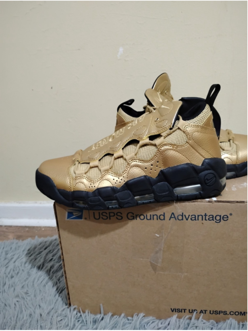Nike Air More Money Metallic Gold 2018 Men Size 8 Sneakers - AJ2998-700 - Picture 11 of 12